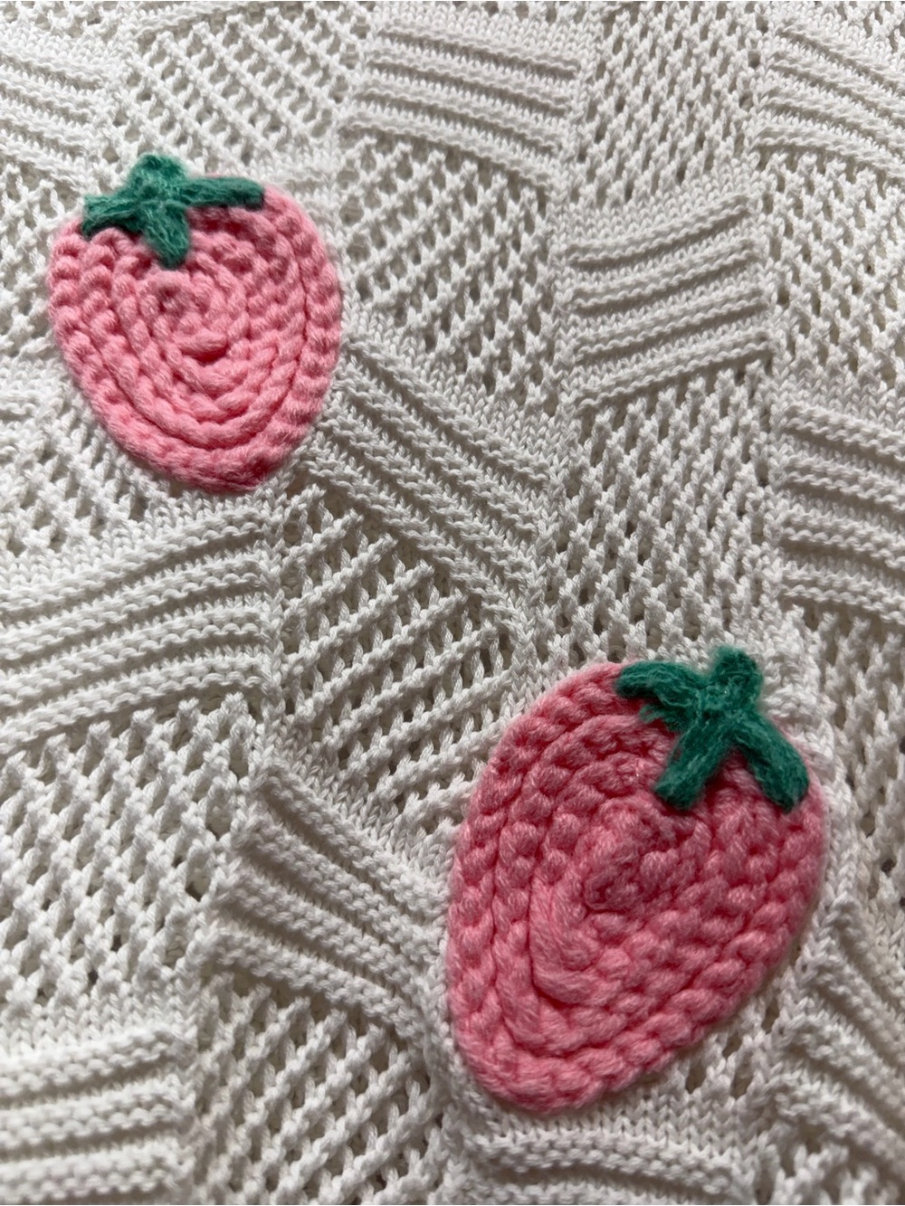 Debut Strawberry Crochet Sweater Vest M/L 100% Cotton - Picture 5 of 10